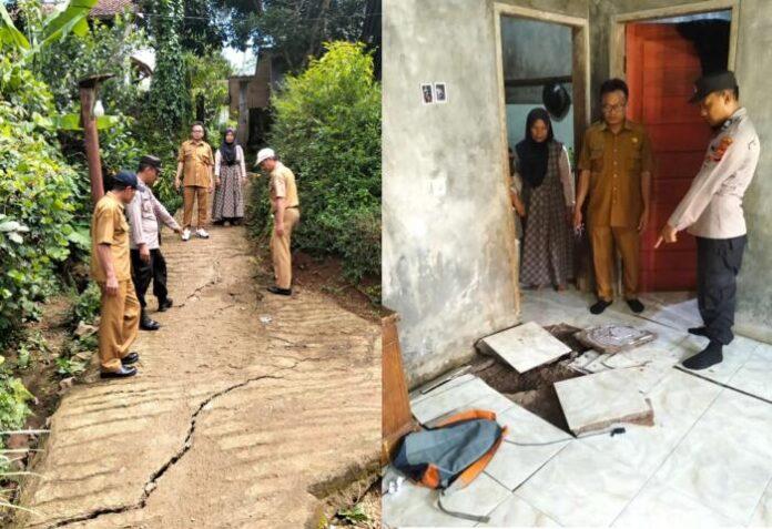 Pergeseran Tanah yang Terjadi di Desa Sekarwangi, Polsek Malangbong : Lima Rumah Warga Terancam